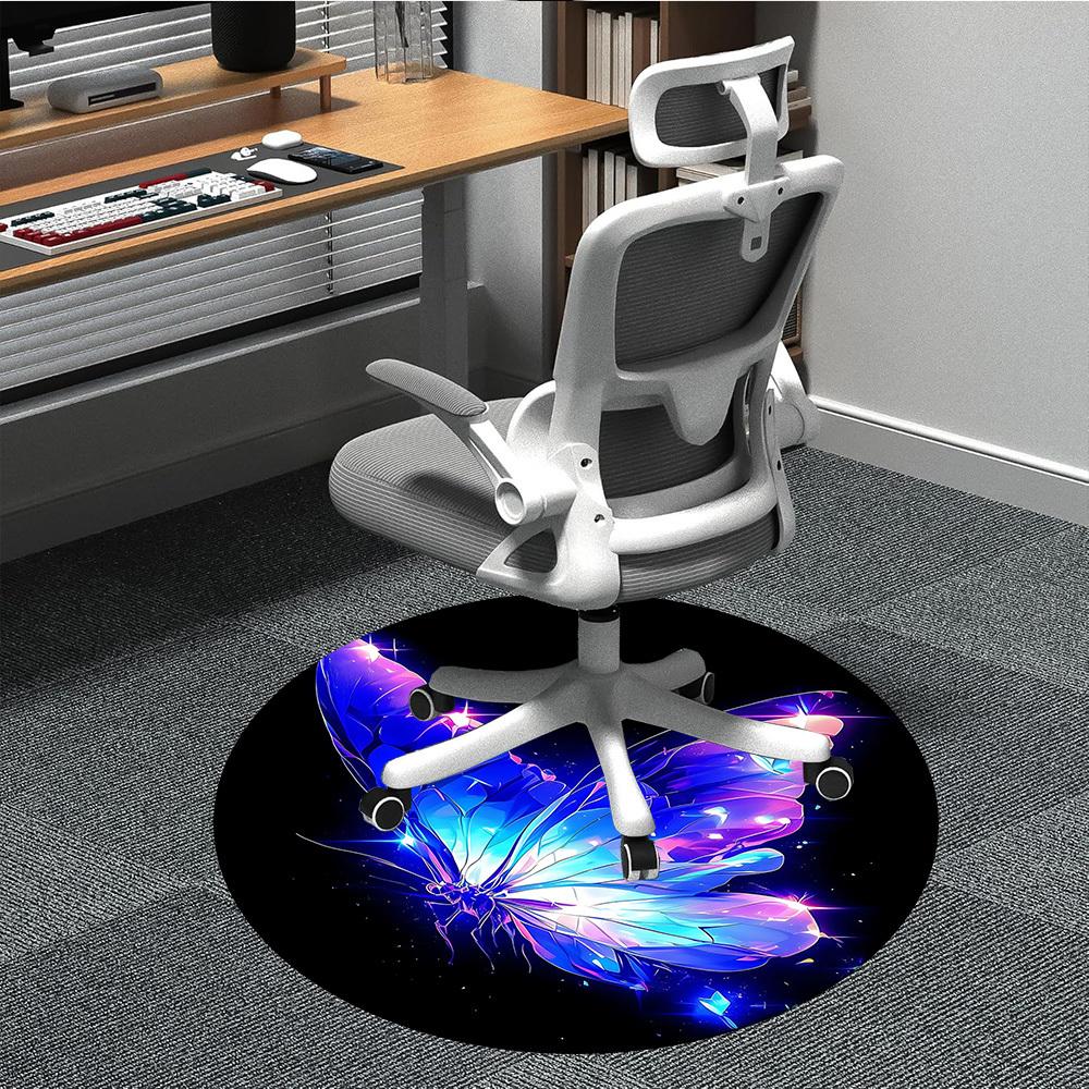 1pc Butterfly Wings Office Round Area Rug, Indoor Mat Suitable ForOffice, Under Office Chairs Bedroom Living Room Home Decor, Room Deco T104