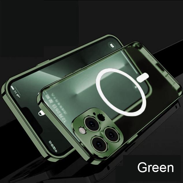 Роскошный алюминиевый металлический чехол-бампер с магнитной беспроводной зарядкой для iPhone 11 12 13 Pro Max, матовый прозрачный защитный чехол для объектива