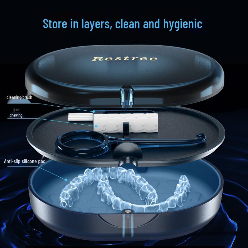 Двухслойный магнитный контейнер с зеркалом - Портативное хранилище для зубных протезов