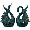 Современная элитная керамическая фигурка в виде пары лебедей | Красивый декор для дома (2 шт., темно-зеленый, средний)