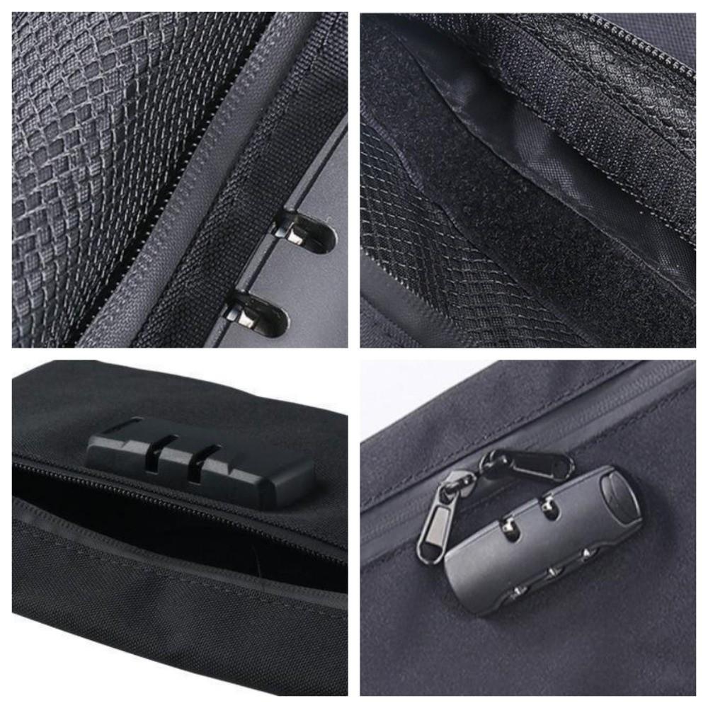 Canvas Portable Locking Pouch Combination Lock Security Document Bag Outdoor Activities