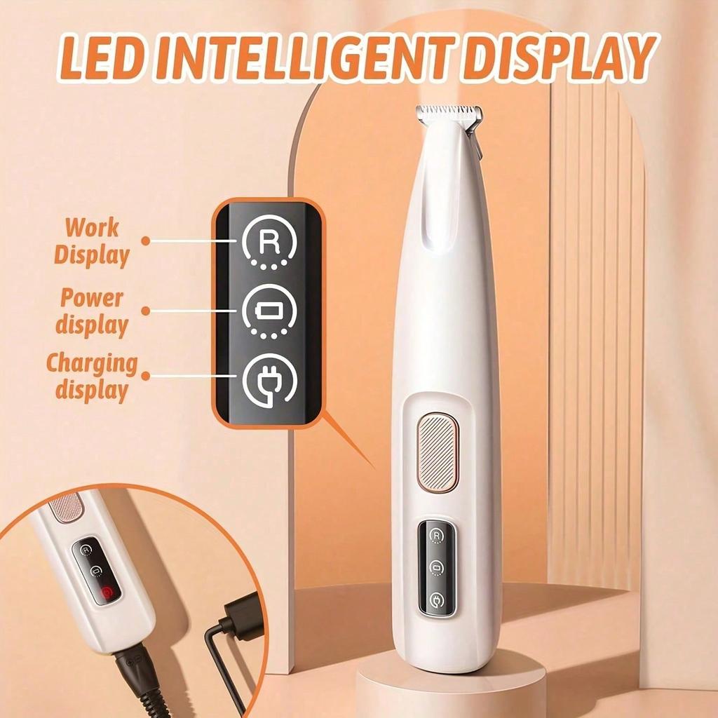 Pet Grooming Electric Hair Clipper, Low-noise USB Rechargeable Dog Nail Trimmer with LED Lights