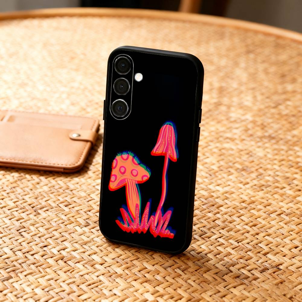 P-Psychedelic C-Colored M-Mushroom Phone Case For Samsung A73,72,71,53,52,51,22,91,80, Soft Black Cover
