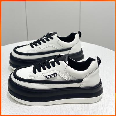 Shougu, подлинные осенние легкие кожаные туфли с толстой подошвой, женская модная универсальная милая повседневная обувь