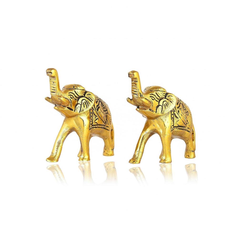 Set of 2 Trunk Up Elephant Decorative Items for Home, Show Pieces for Home Decor,Elephant Decorative Items for Living Room,Showpiece