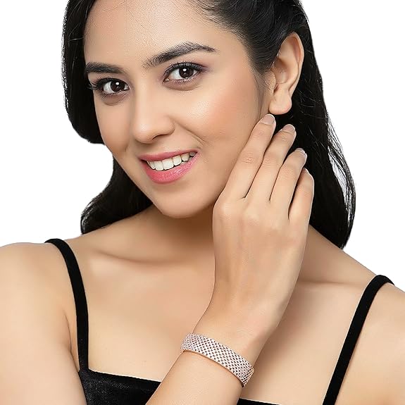 Современный браслет Kada с родиевым покрытием, белыми американскими бриллиантами для девочек и женщин