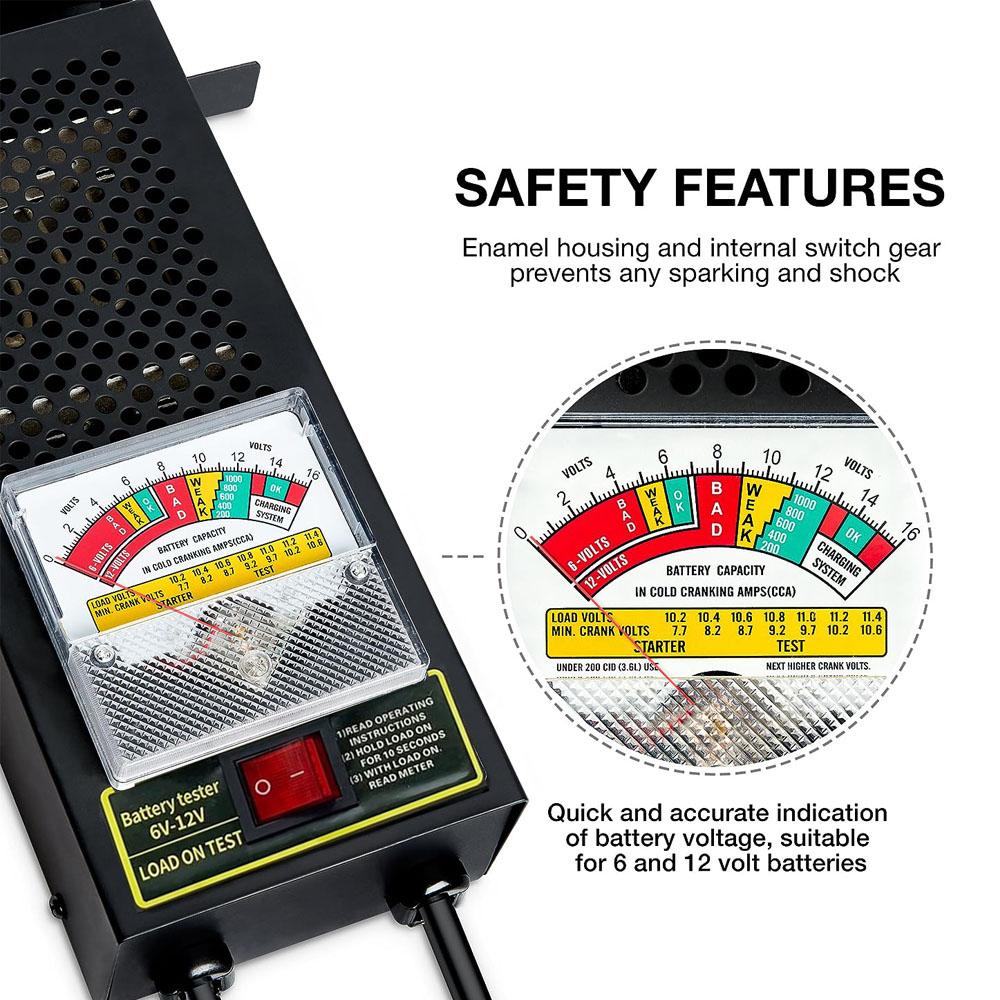 6 В-12 В автомобильный тестер нагрузки аккумулятора тестер генератора с вольтметром и зажимами типа «крокодил» для аккумуляторов автомобилей, мотоциклов, квадроциклов, лодок