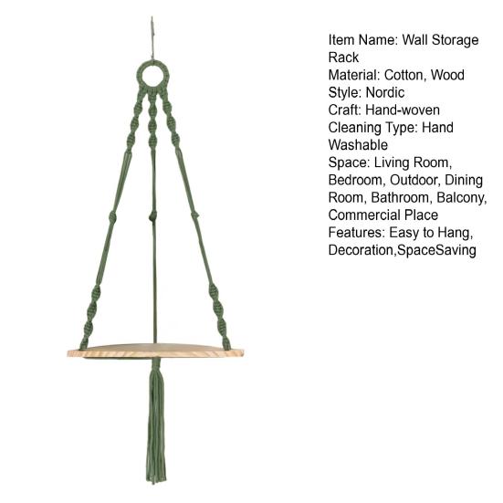 Настенная угловая полка Богема Ручная работа Хлопковая веревка 45659 Ярусная