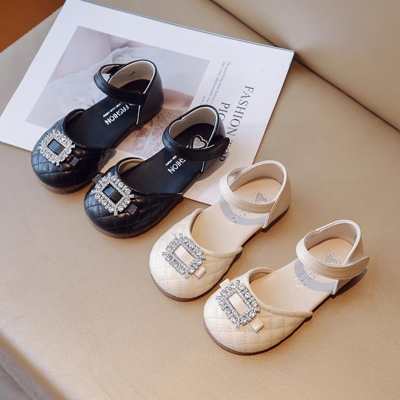 Сандалии для девочек, детские стразы, универсальные, однотонные, с завернутыми носками, милая повседневная обувь принцессы, мягкая детская мода, корейский стиль