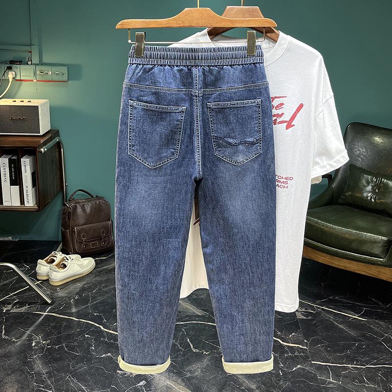 Новые зауженные джинсы мужские стрейч зауженные брюки свободные брюки харлен девятиточечные брюки