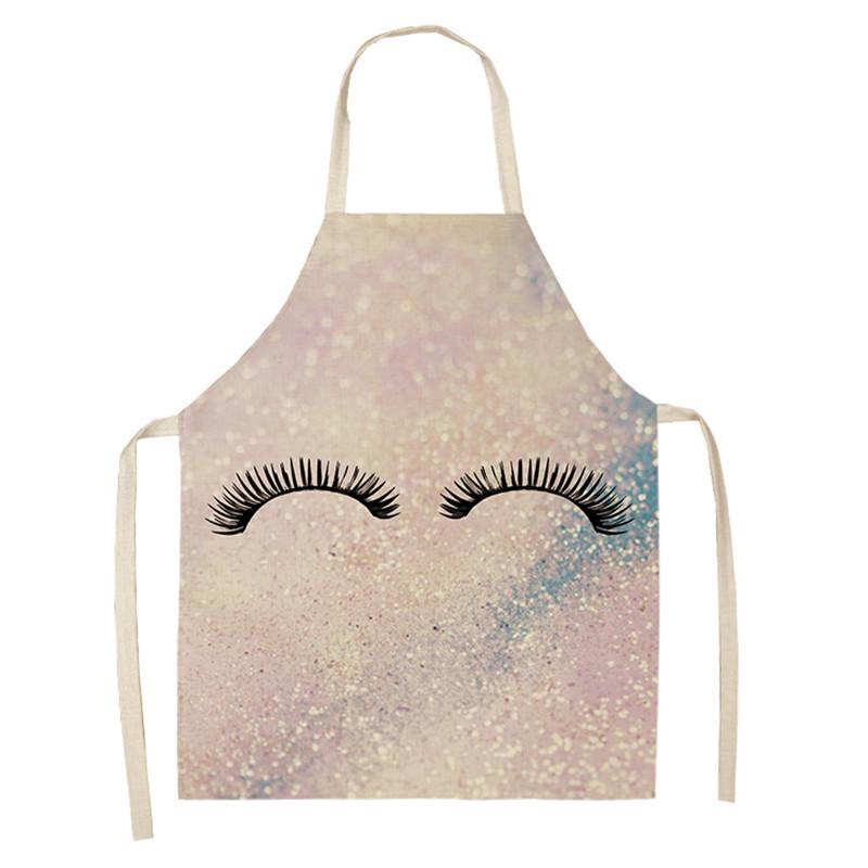 Eyebrow Style Men Women Home Tablier Enfant Cleaning Tools Apron With Pockets Eyelash Pattern Sleeveless Cotton Linen Aprons