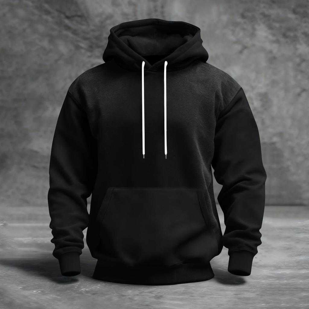 Мужская толстовка с капюшоном в стиле колор-блок с карманами, повседневная и удобная