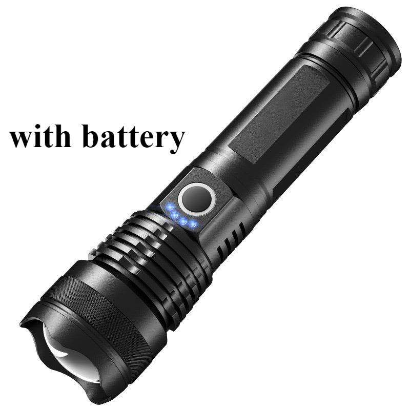 Most Powerful LED Flashlight Strong Light Tactical Torch Outdoor Waterproof Camping Hiking Lantern USB Rechargeable Lamp