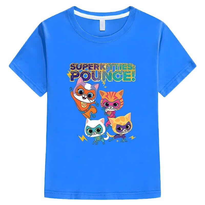Детская футболка New Game Super Kitties, летние хлопковые топы с короткими рукавами y2k, цельная футболка для детей, одежда для мальчиков и девочек 10 лет, футболка с аниме