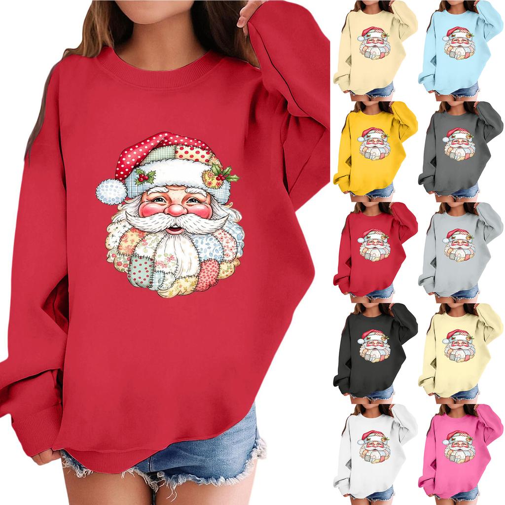 Children's Fashionable Casual Long-sleeved Loose Christmas Print Pullover Sweatshirt