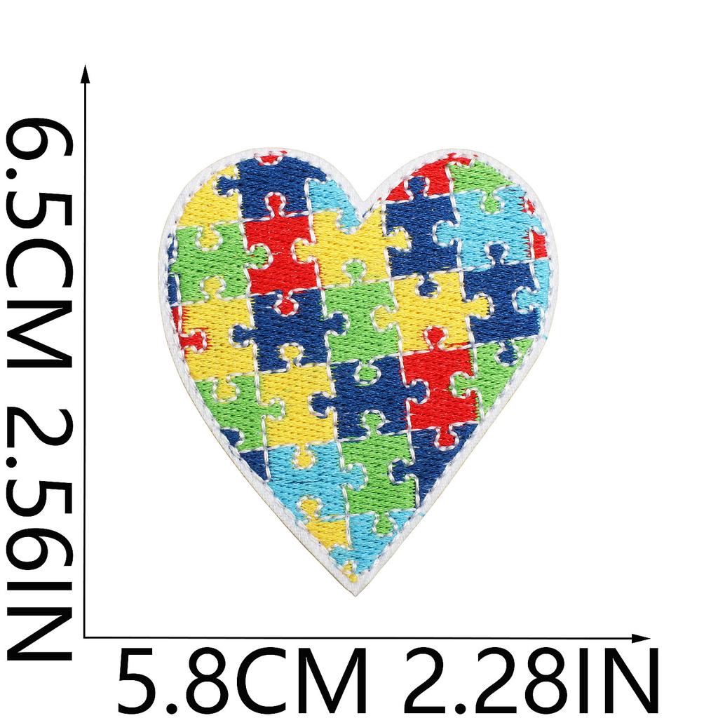 Autism Theme Embroidery Cloth Sticker Palm Computer Embroidery Label Cartoon Butterfly Love Patch Sticker Ironing