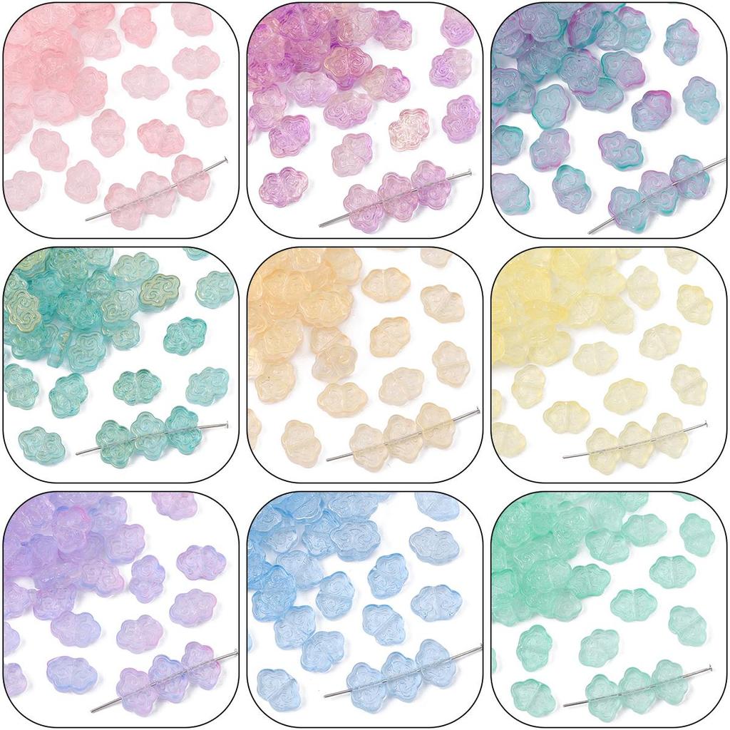 20 шт. стеклянные двухсторонние узоры со средним отверстием, бусины-облака для DIY, ожерелье, браслет, серьги, изготовление ювелирных изделий, аксессуары для рукоделия