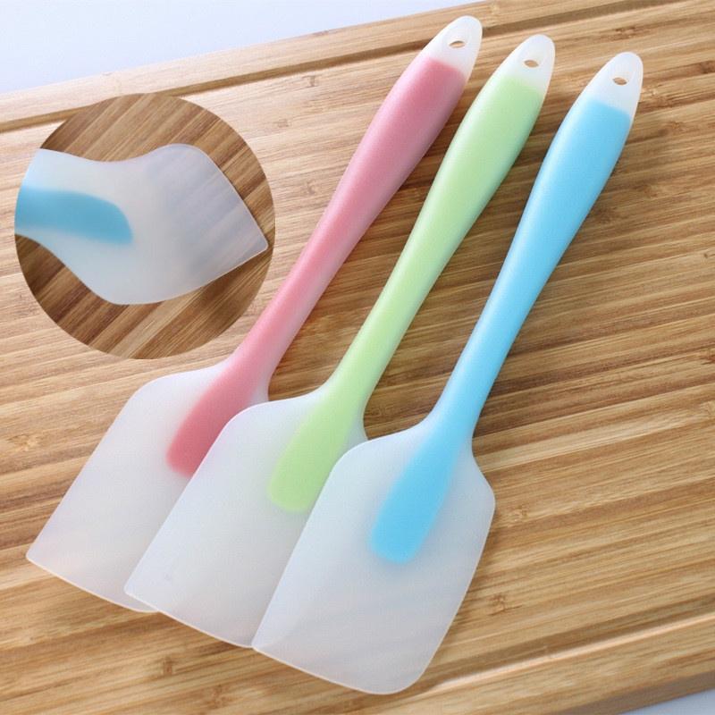 Non Stick Baking Silicone Spatulas Cake Flour Mixing Scraper Translucent Spatula Kitchen Cooking Pastry Scraper Mold Brush Tool Baking Accessories