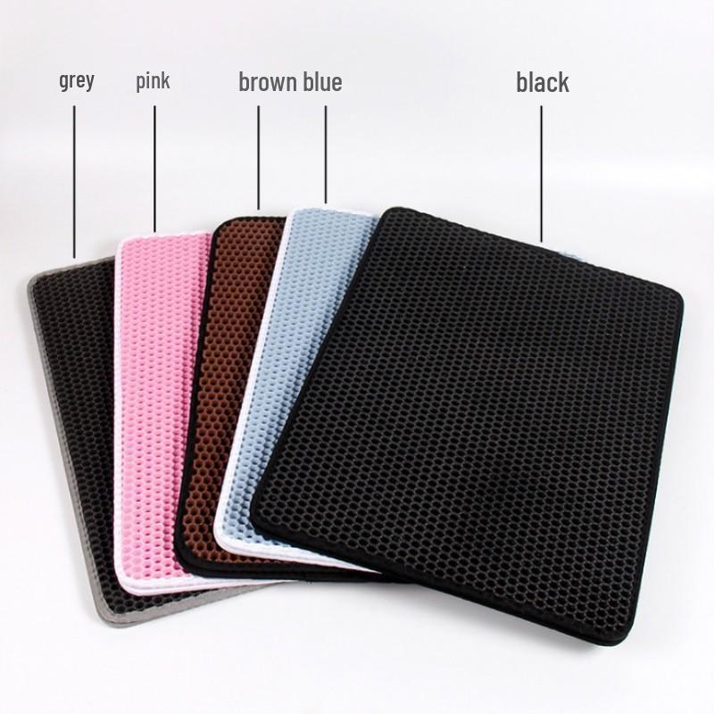 EVA Double-Layer Anti-Splash Honeycomb Cat Litter Mat with Washable Magic Tape for Pet Households