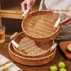 Плетеный ротанговый поднос для закусок и фруктов - Корзина для выпечки, пирожных, хлеба и сухофруктов для гостиной