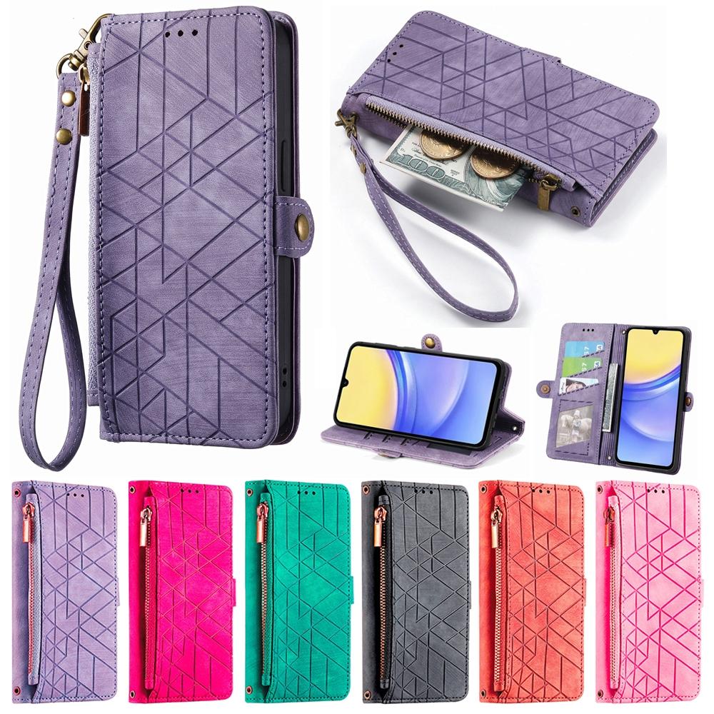 Кожаный чехол-книжка на молнии для Samsung Galaxy Xcover7 A05S A05 A13 A14 A15 A23 A24 A25 A34 A35 A43 A54 A55 S24