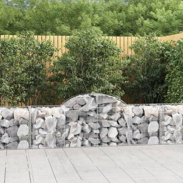 VidaXL Curved Gabion Baskets 10 Pcs 200x50x60/80 Cm Galvanized Iron, Gabion, Gabion Cage, Gabion Wall Basket, Wall 3146286