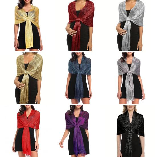 Женское платье-шаль с бахромой из кисточек и металлической нитью, вечерние платья для женщин