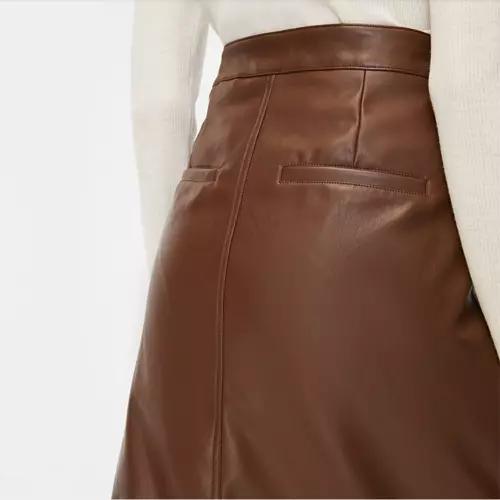 Genuine Leather Brown Party Handmade Skirt For Women Wear Stylish 100% Lambskin