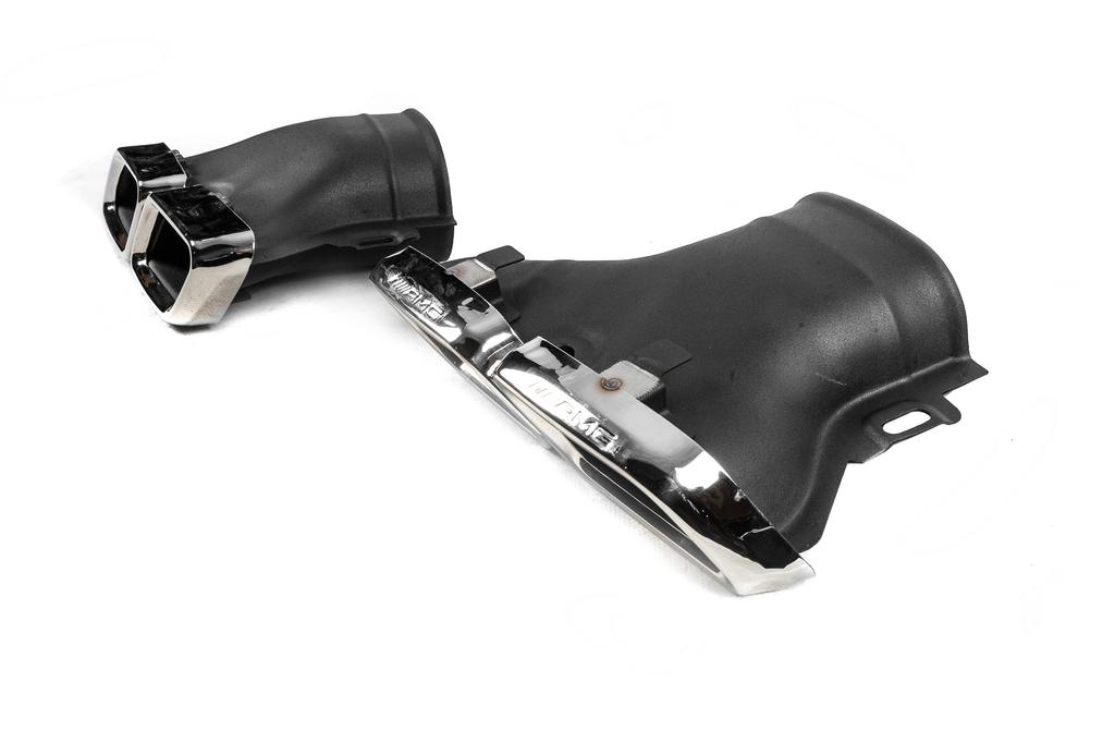 Задний диффузор с насадками Silver (для AMG/AMG-Line, Дизайн E63 2016-2020) для Mercedes E-сlass W213