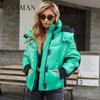 2022 New Brand Warm High-quality Winter Jacket Women Short Splice Color Parkas High Collar Hooded Women's Jackets 81727