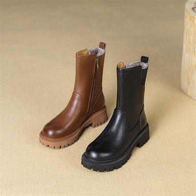 Мода Новые Зимние Женские Ботинки из Натуральной Кожи Обувь для Женщин Шерстяные Ботинки Высокие Каблуки Ботильоны Женские Обувь на Платформе Челси Зимние Ботинки