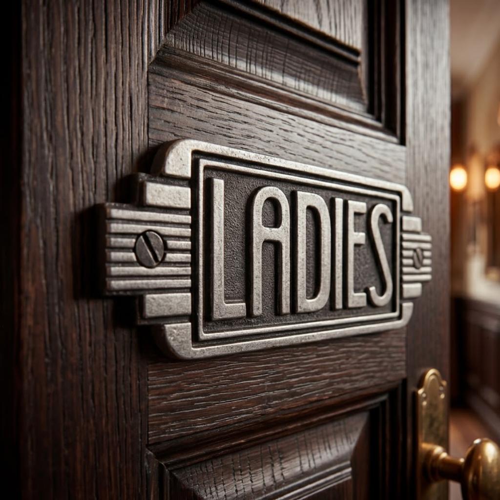 Cast iron door plaque ladies retro inscription black loft art deco