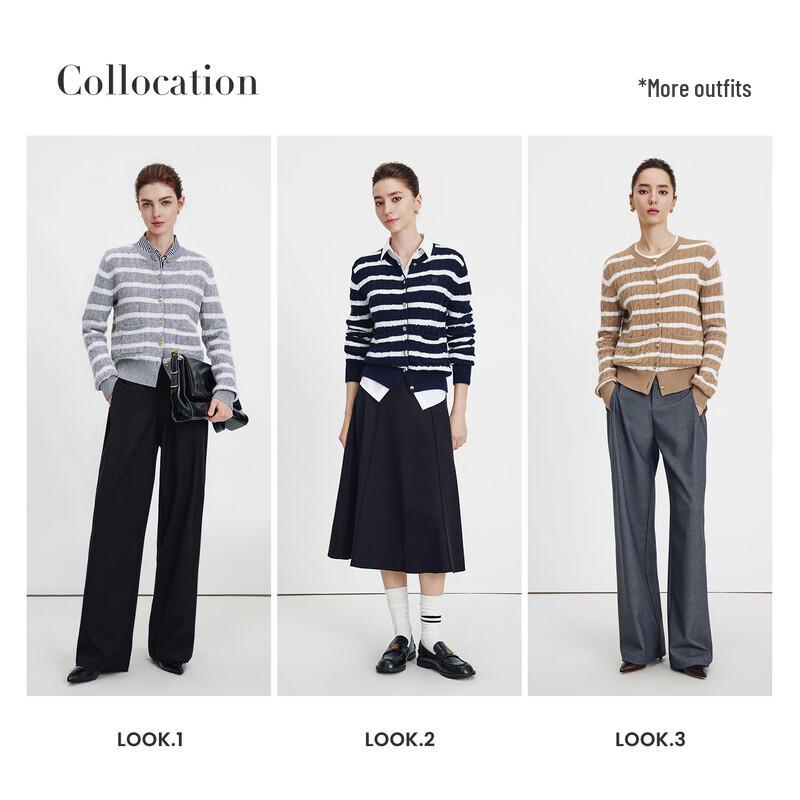 Navigare Женский полосатый шерстяной вязаный кардиган