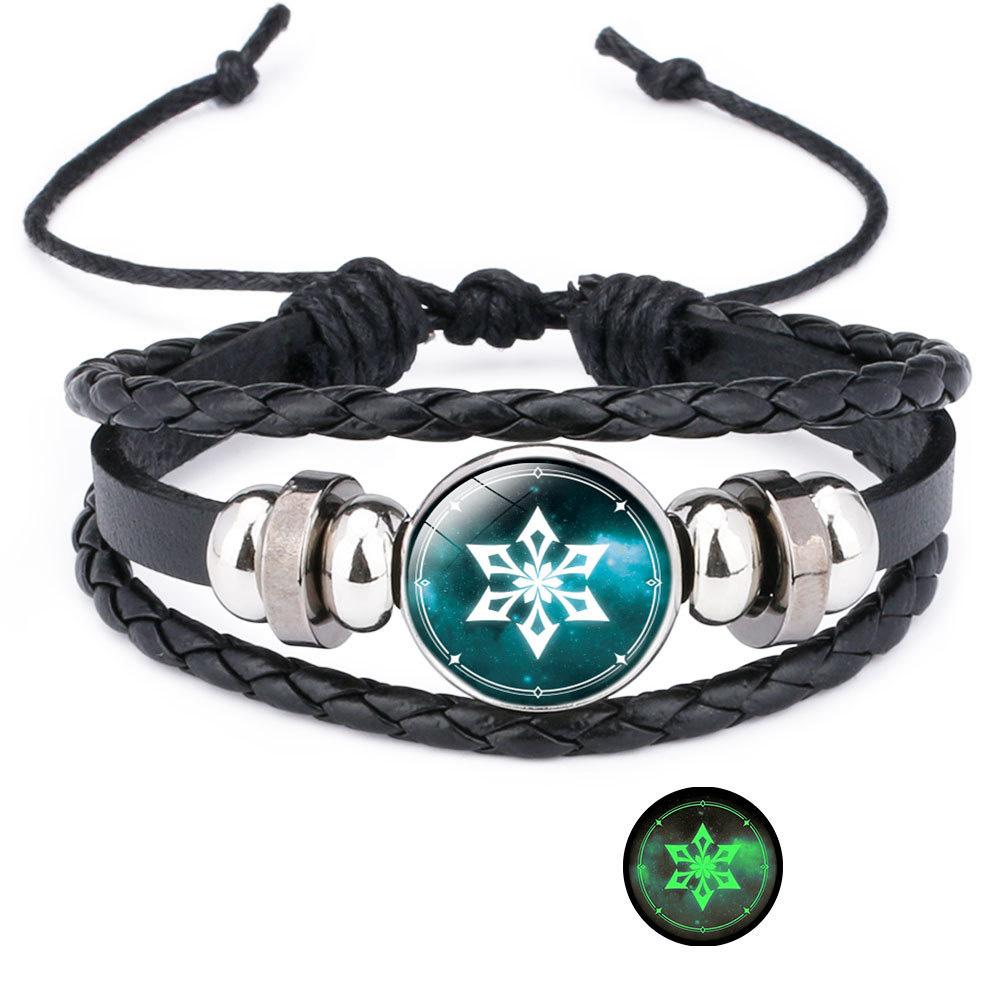 Trendy Unisex Weave Bracelets Gift Luminous Beads Eye of God Bracelets Jewelry Unisex Black Bracelet Leather