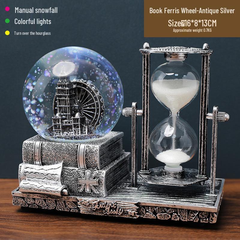 Креативный светящийся шар со снегом Эйфелева башня Музыкальная шкатулка - Ретро Декор для рабочего стола