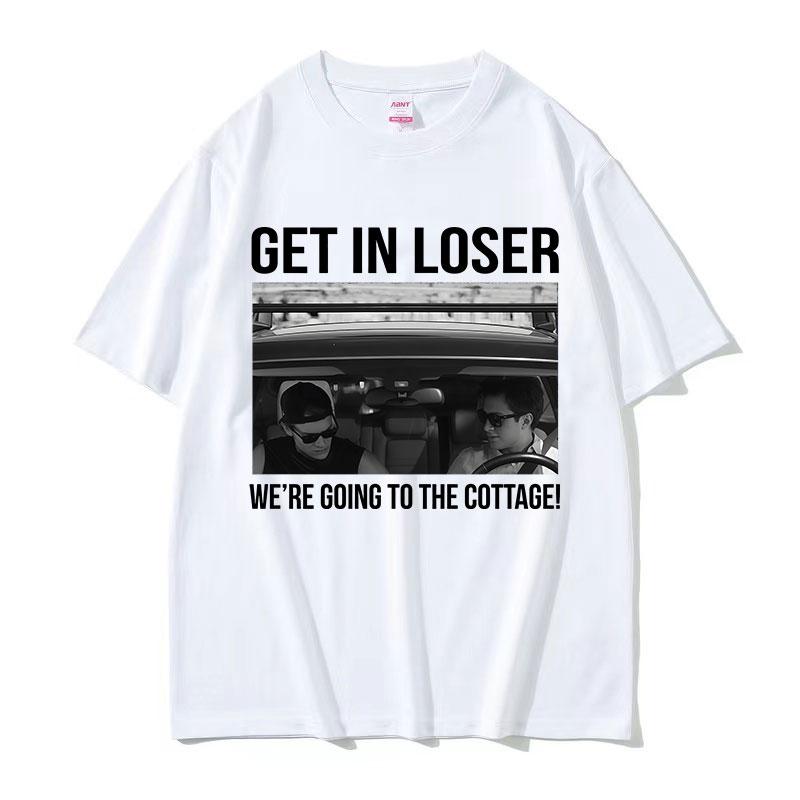 Heated Rivalry Get in Loser Were Going To The Cottage Graphic T Shirt Mens Vintage 100 Cotton Short Sleeve Tshirt Streetwear
