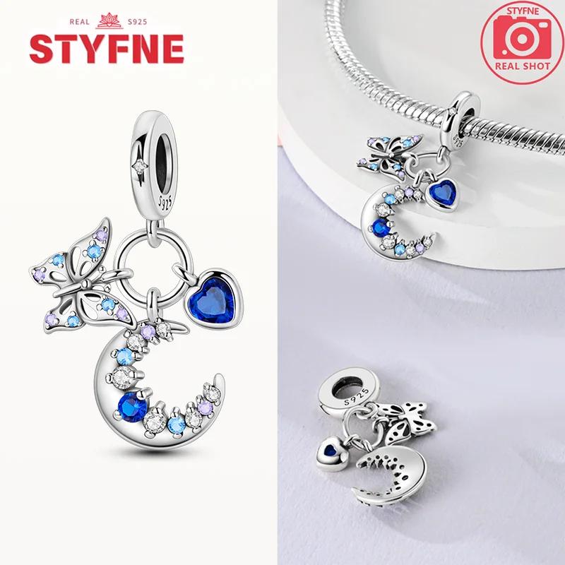 New Silver 925 Blue Dragonfly Butterfly Charms Beads Fit Bracelet for Women DIY Fine Jewelry Accessories Beads Gifts