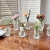 Transparent Glass Flower Vase Mini Embossed Hydroponic Plant Vase INS Style Desktop Ornaments Home Decoration  Party Supplies