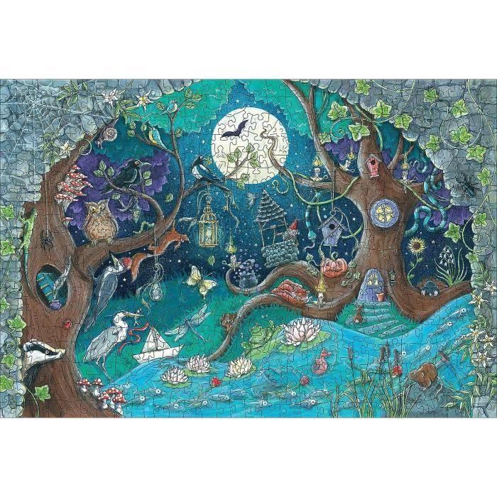 Puzzle en bois Forêt fantastique 500 pièces robustes et naturelles dont 40 figurines en bois (whimsies), Qualité premium - Pour enfa