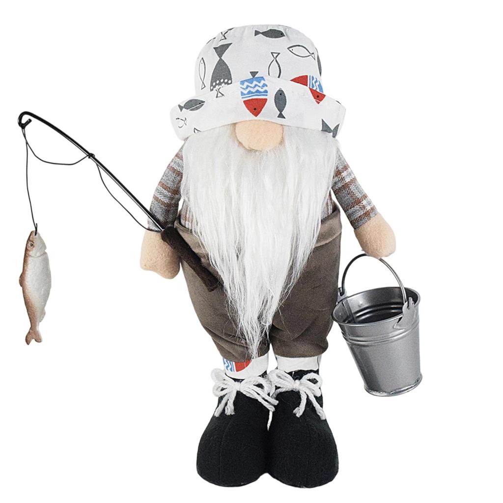 Fishing Husband Faceless Doll Rudolf Ornament Collection Decoration Dwarf Doll Standing Position With Bucket Fish Hook Fisherman