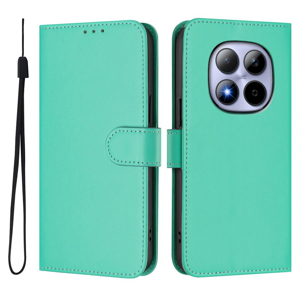 For Xiaomi Redmi Note 15 Pro 5G Case Solid Color Wallet Leather Phone Cover with Strap