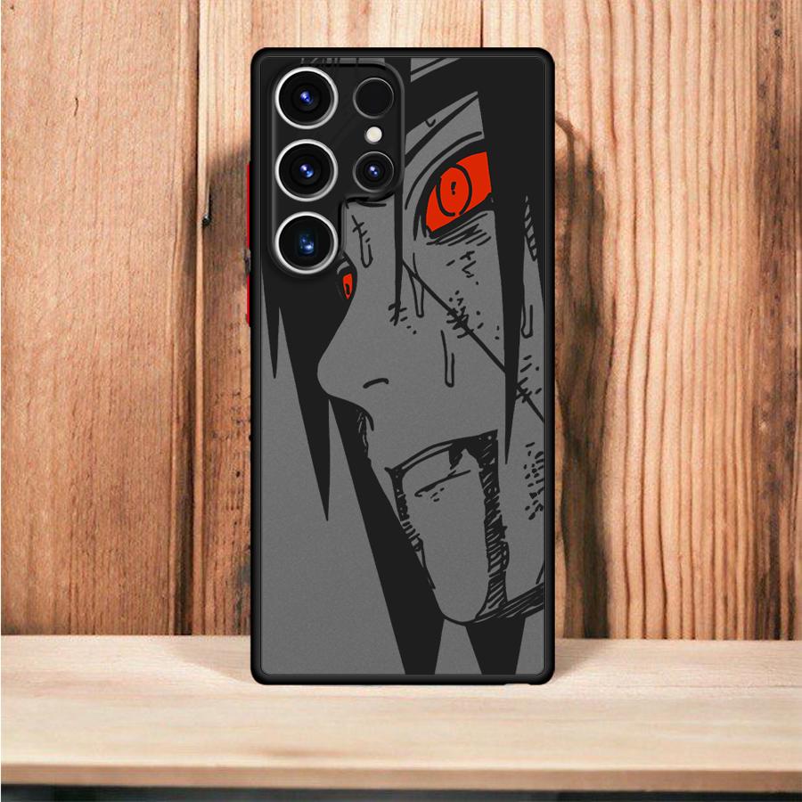 Naruto Itachi Art Black Edge Shell Case for Samsung Galaxy S10+ S24 Ultra S22 Plus S21 S20 FE S23 S21 5G S9 Plus S25 Ultra