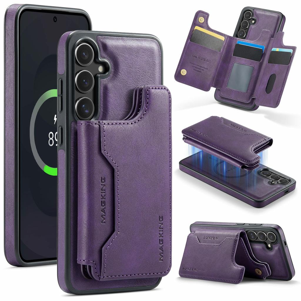 MAGKING K3 Series For Samsung Galaxy S25 FE Case Compatible with MagSafe Wallet PC+TPU+PU Phone Cover