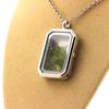 Stones and Minerals. Raw Peridot Necklace. Rectangular Model with Cut Sides.