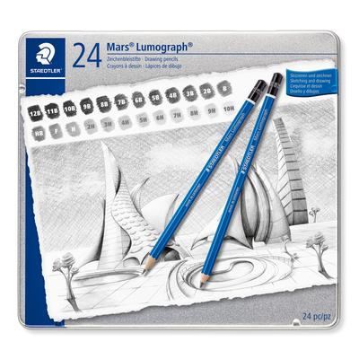 STAEDTLER Карандаш Mars Lumograph 24 Твердости Набор Черный G24