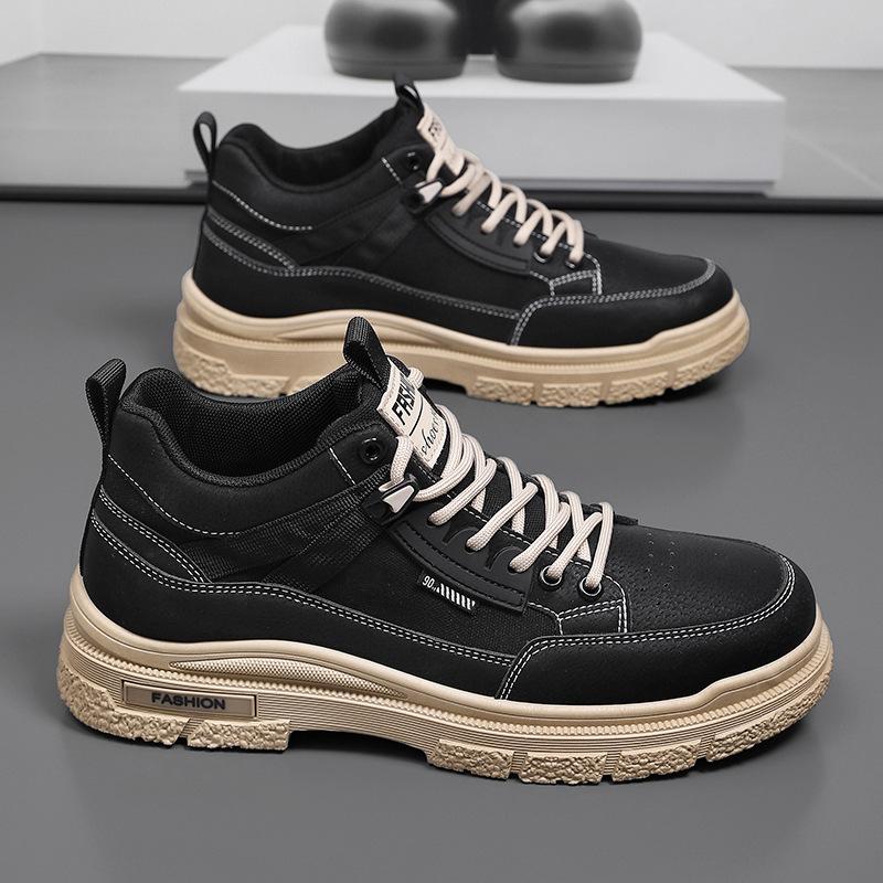 2024 Autumn New Men's Shoes Tooling Wind Martin Boots Casual Sports Work Waterproof Thick Sole Wear-resistant High Top Velvet