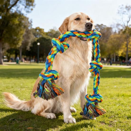 Рождественская веревочная игрушка для собаки 5 узлов Прочная игрушка для перетягивания Веревка Неразрушимая веревочная игрушка для жевания собаки для агрессивных жевателей Собаки крупных пород Чистка зубов Перетягивание каната