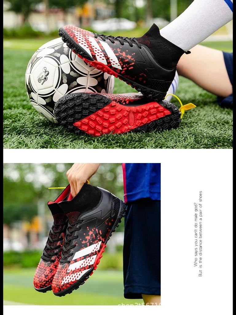 Футбольные бутсы унисекс с высоким берцем для детей, цвет мандариновый, длинные ногти, искусственная трава TF, для тренировок студентов.