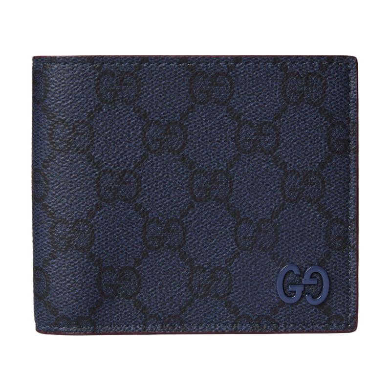 Gucci GG Supreme керамическая текстура логотип GG контрастный дизайн кожаный кошелек мужской темно-синий