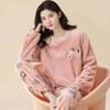 Thickened Warm Flannel Women's Sleepwear Coral Velvet Pajamas Loungewear Winter Cartoon Bear Padded Girl Nightwear Homewear Sets